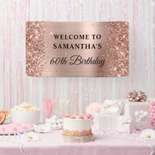 Glänzende Roségoldfolie 60. Geburtstag Banner