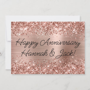Glänzende Roségoldfolie Modern Happy Anniversary Karte