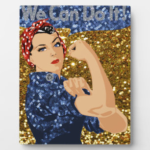glänzende Rosie the Riveter Fotoplatte