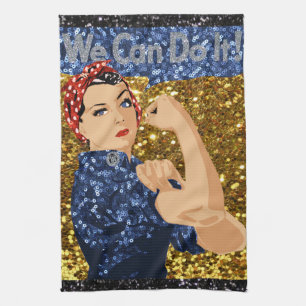 glänzende Rosie the Riveter Geschirrtuch