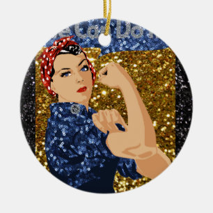 glänzende Rosie the Riveter Keramik Ornament