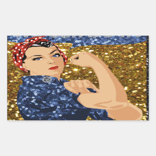 glänzende Rosie the Riveter Rechteckiger Aufkleber