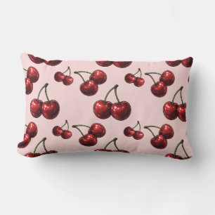Glänzende rote Kirschen Pink Retro Glamour Lendenkissen