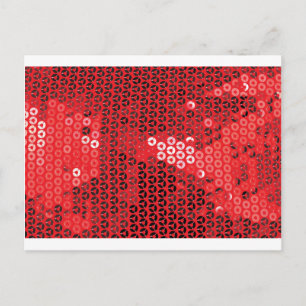 glänzende rote Pailletten Postkarte
