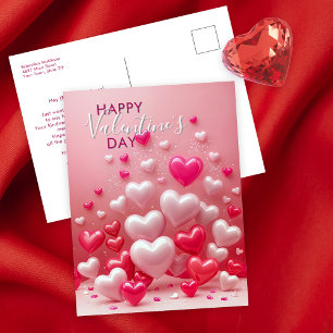 Glänzende rote und rosa Liebesherzen Valentinstag Postkarte