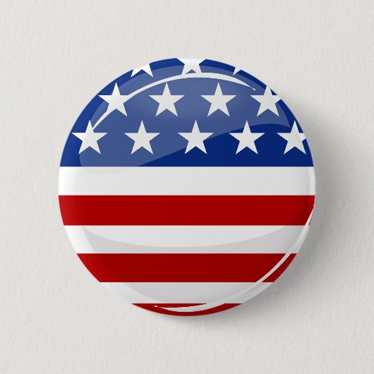 Glänzende runde amerikanische Flagge Button (Vorderseite)