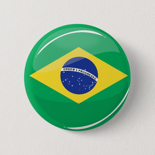 Glänzende runde brasilianische Flagge Button (Vorderseite)