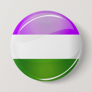 Glänzende runde Genderqueer Flagge Button