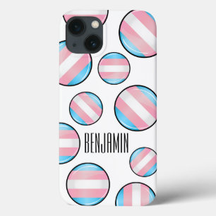 Glänzende runde Transgender-Stolz-Flagge Case-Mate iPhone Hülle