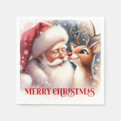 Glänzende Santa Rudolph Weihnachts-Tischservietten Serviette (Vorderseite)