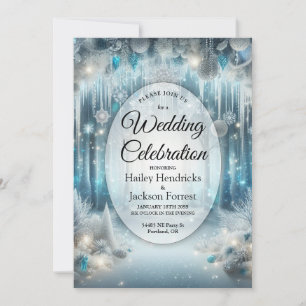 Glänzende Schneewaldhochzeit Einladung