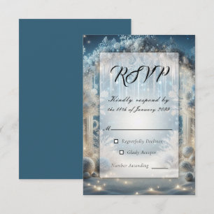 Glänzende Schneewaldhochzeit RSVP Karte
