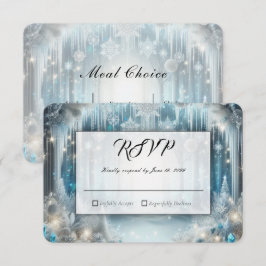Glänzende Schneewaldhochzeit RSVP Karte