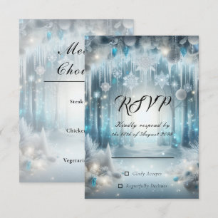 Glänzende Schneewaldhochzeit RSVP Karte