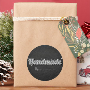 Glänzende Silber Glitter Handgemachte Geschenk Auf Runder Aufkleber