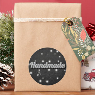 Glänzende Silber Glitter Handgemachte Geschenk Auf Runder Aufkleber