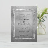 glänzende Silber-Rahmen für Hochzeitsfeiern Einladung (Stehend Vorderseite)