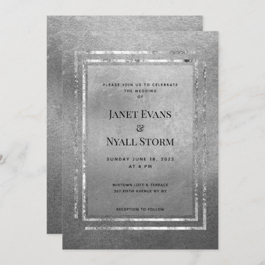 glänzende Silber-Rahmen für Hochzeitsfeiern Einladung (Vorne/Hinten)