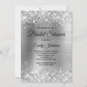 Glänzende Silberfolie Fancy Schrift Brautparty Einladung