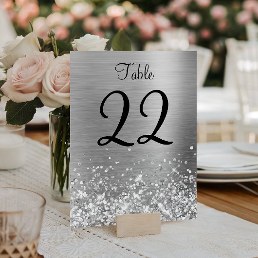 Glänzende Silberfolie Hochzeit Tischnummer