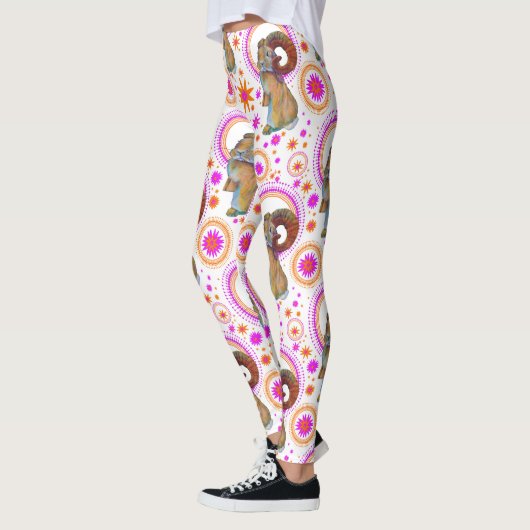 glänzende Sonne in Orange und Rosa Leggings (Links)