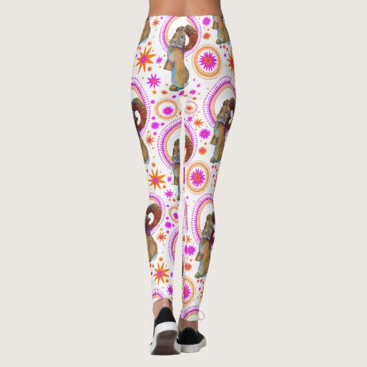 glänzende Sonne in Orange und Rosa Leggings (Rückseite)