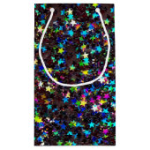 glänzende Sterne auf schwarz Kleine Geschenktüte (Rückseite)