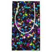 glänzende Sterne auf schwarz Kleine Geschenktüte (Vorderseite)