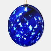 Glänzende Sterne des blauen Balls Keramik Ornament (Links)