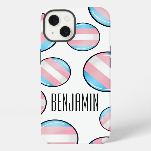 Glänzende Transgender-Stolzflagge iPhone Hülle (Rückseite)