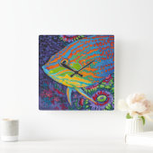 Glänzende tropische Fische I Quadratische Wanduhr (Zuhause)