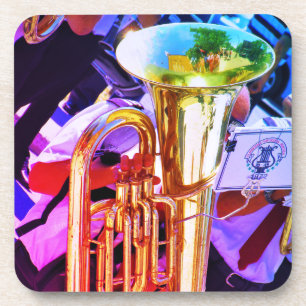 Glänzende Tuba Schräge Perspektive Blechbläserense Getränkeuntersetzer