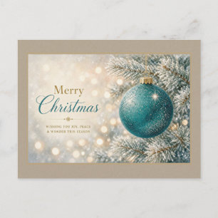 Glänzende Türkise Weihnachtsbaumkugel Postkarte