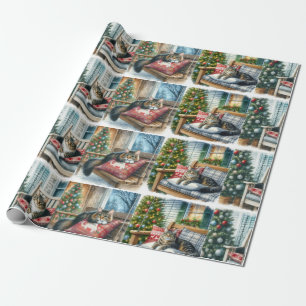 Glänzende Weihnachtskatzen Handwerk oder Geschenkp Geschenkpapier
