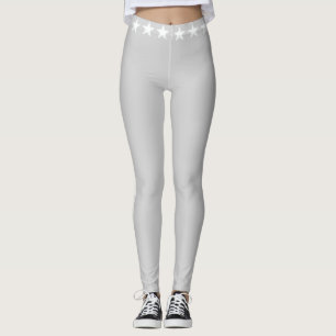 Glänzende weiße Sterne auf silbergrau Leggings