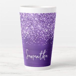 Glänzender Amethyst Lavendel Glam Name Milchtasse