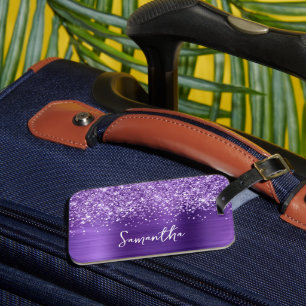 Glänzender Amethyst Purpur Glam Name Gepäckanhänger