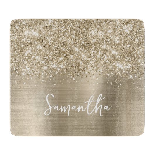 Glänzender, blasser Gold-Glamour-Name Schneidebrett (Vorderseite)