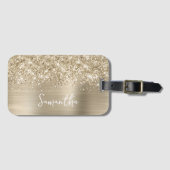 Glänzender Blassgold Glam Name Gepäckanhänger (Vorderseite (Horizontal))