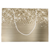 Glänzender Blassgold Glam Name Große Geschenktüte (Rückseite)