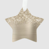 Glänzender Blassgold Glamour Name Stern Ornament (Rückseite)