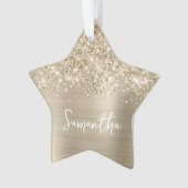 Glänzender Blassgold Glamour Name Stern Ornament (Vorderseite)