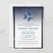 Glänzender blauer Davidsstern Bar Mitzvah oder Einladung (Vorderseite)