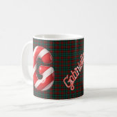 Glänzender Candy-Cane-gestreifter Weihnachtsbuchst Kaffeetasse (Vorderseite Links)