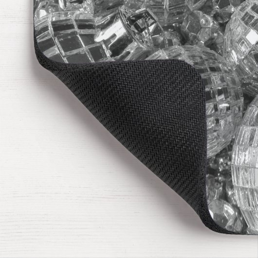 Glänzender Disco-Ball verziert Schwarzweiss-Foto Mousepad (Ecke)