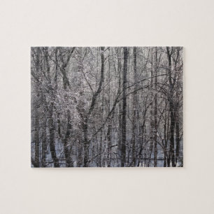 Glänzender Eisiger Wald im Morgenlicht II Puzzle