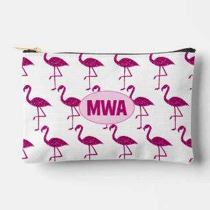 Glänzender Flamingo Hot Pink Faux Glitter Monogram Zubehörtasche