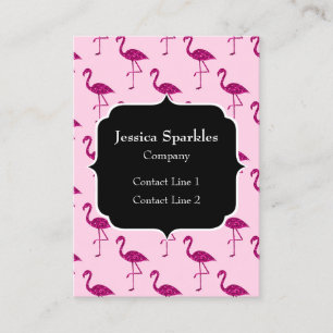 Glänzender Flamingo Rosa Glitter-Muster Monogramm Visitenkarte