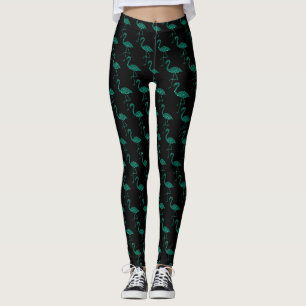 Glänzender Flamingo Smaragd Glitter-Muster schwarz Leggings