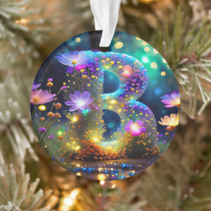 Glänzender floraler Buchstabe B Ornament